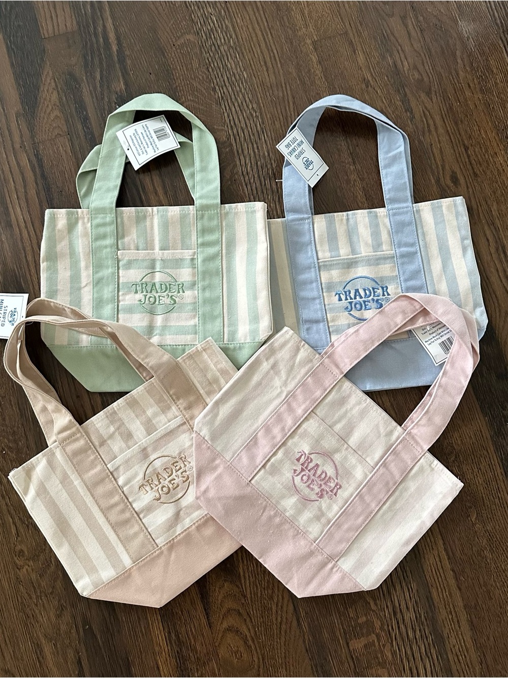 Trader Joe’s Pastel Stripe Canvas Tote set of 4